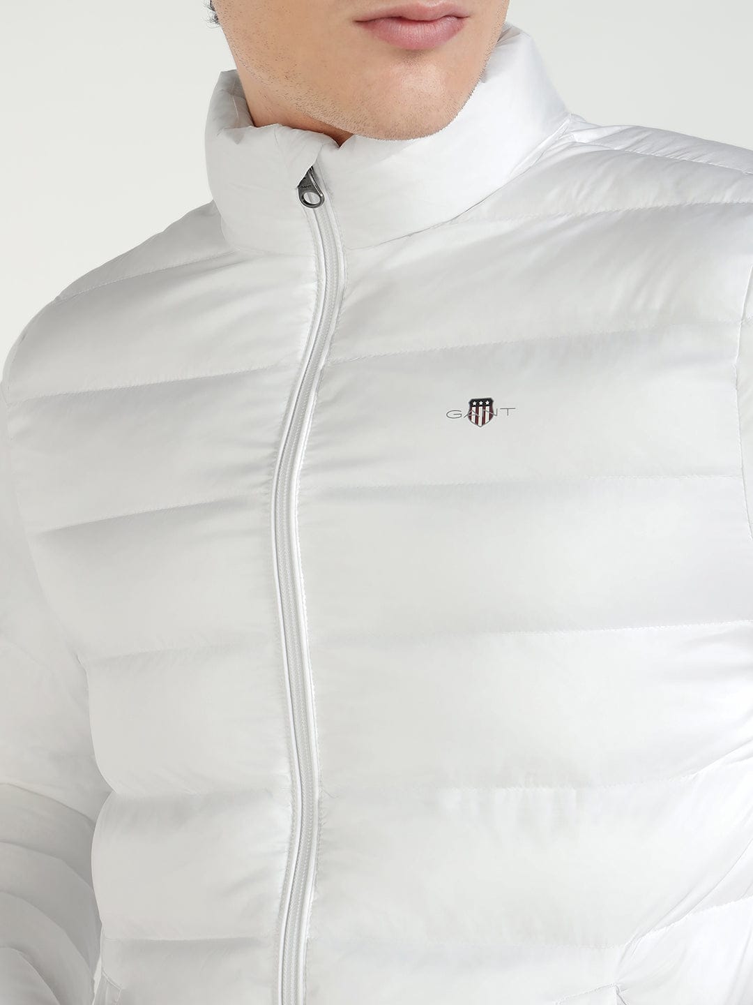 Gant Men White Solid Collar Jacket