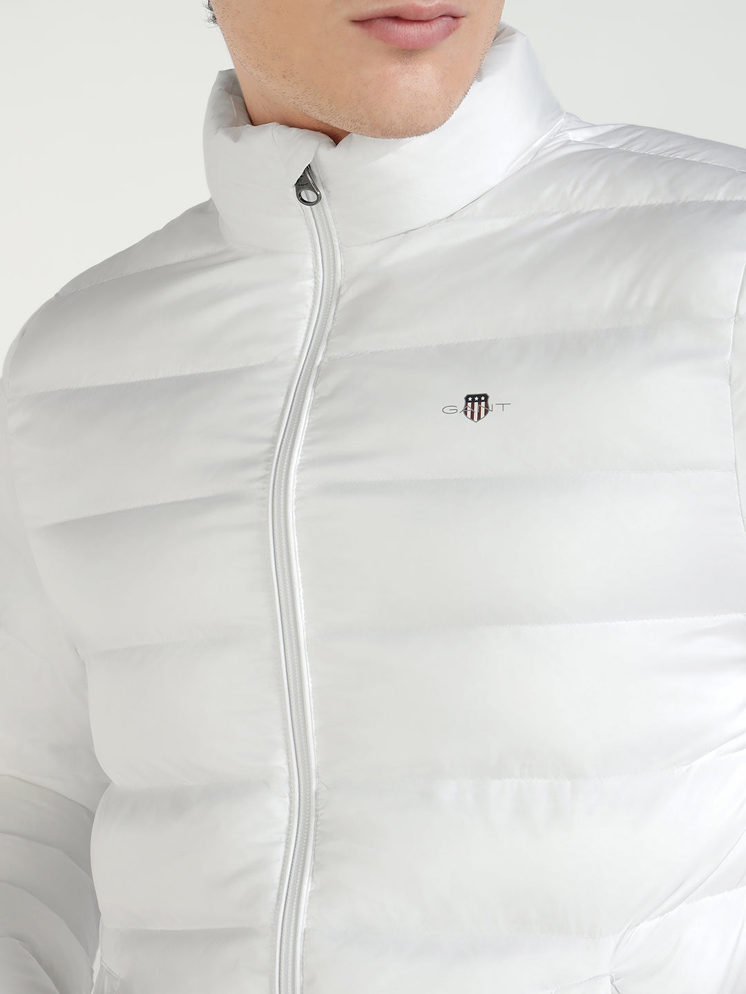 Gant Men White Solid Collar Jacket