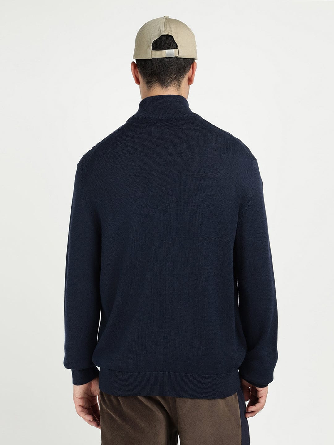 Gant Men Blue Solid Half Zip Sweater