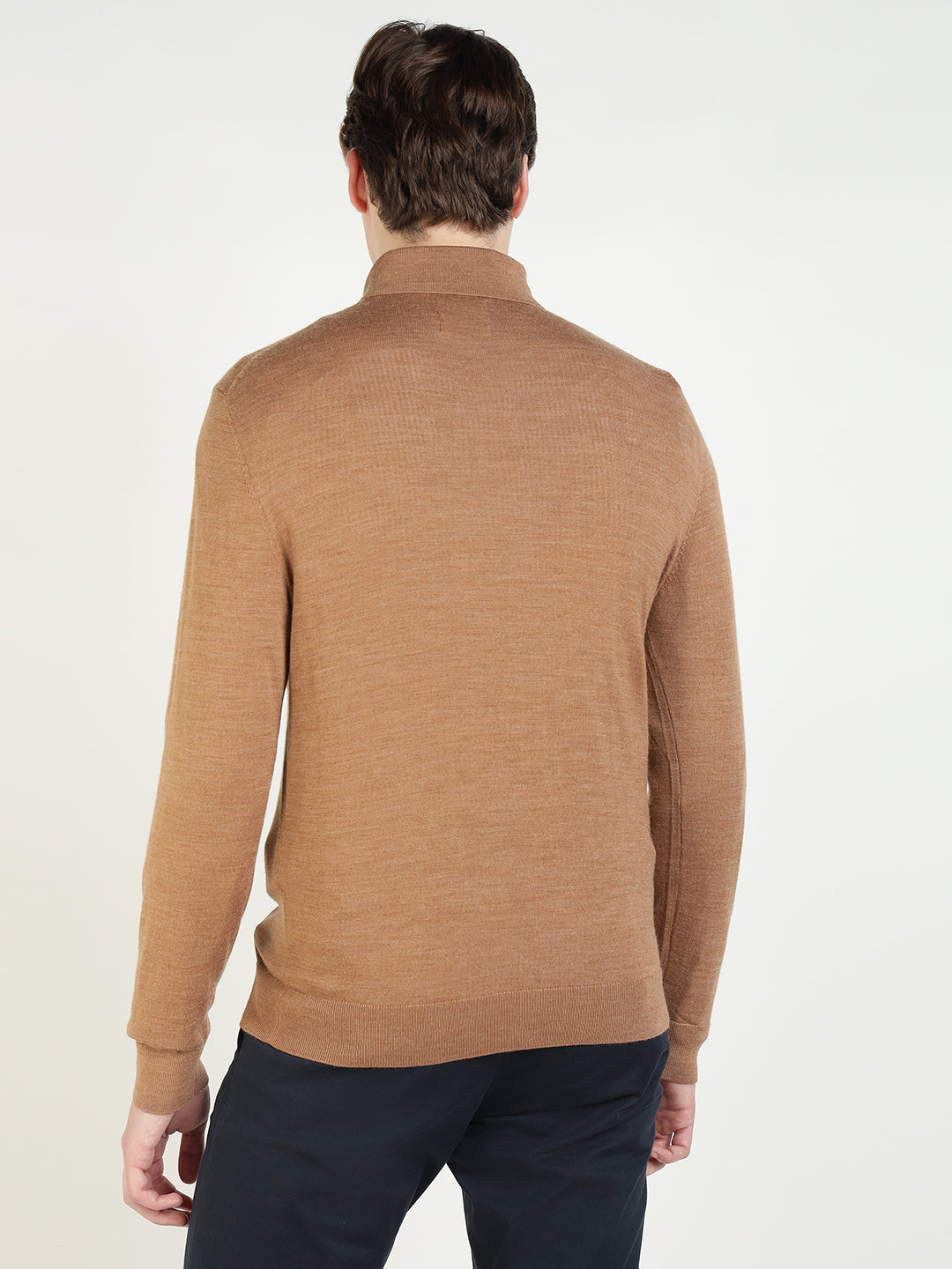 Gant Men Regular Brown Solid Pure Merinowool Sweater