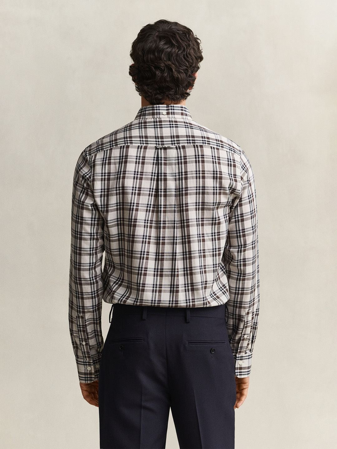 GANT Men Off White Checked Regular Fit Twill Shirt