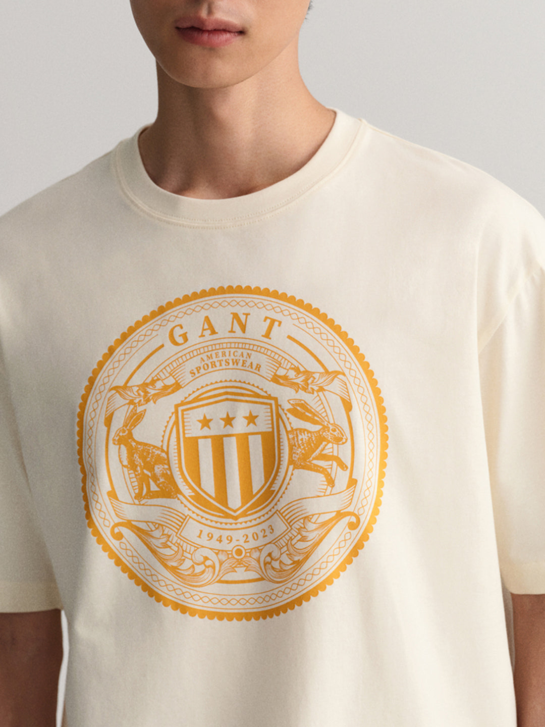 Gant Cream Logo Regular Fit T-Shirt