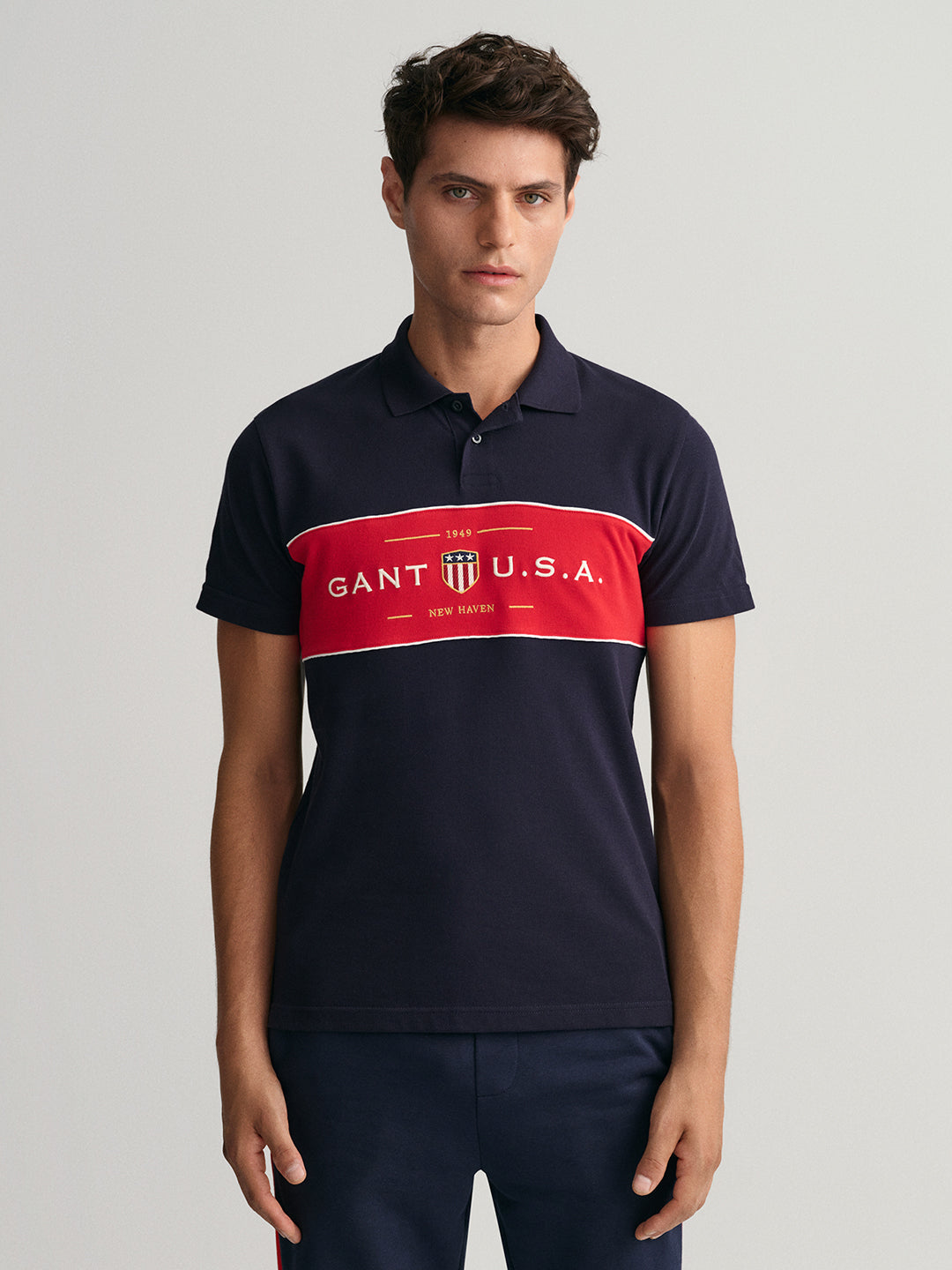 Gant Blue Banner Shield Logo Regular Fit Polo T-Shirt