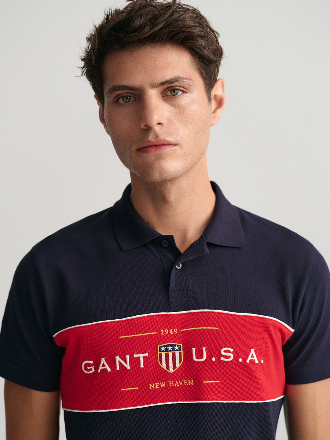 Gant Blue Banner Shield Logo Regular Fit Polo T-Shirt