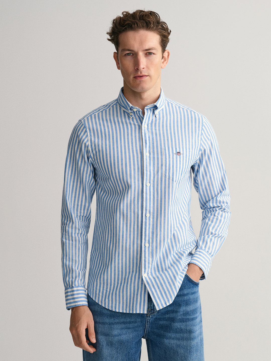 Gant Blue Striped Regular Fit Shirt