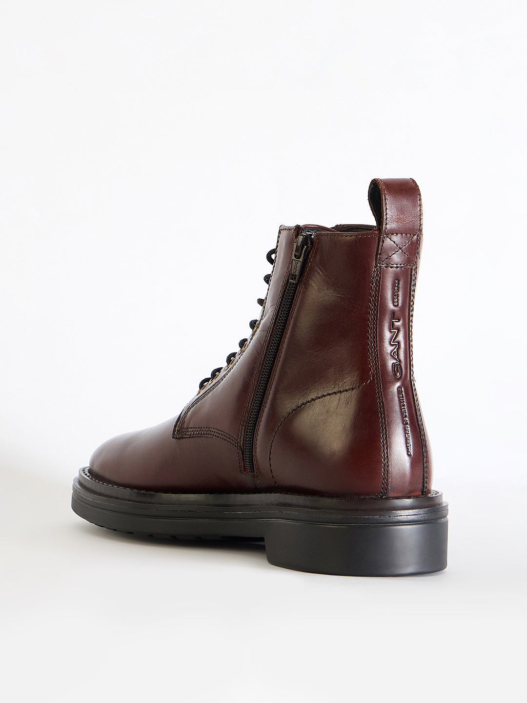 Gant Men Burgundy Solid Lace-Up Round Toe Boots