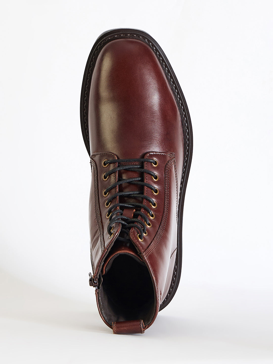 Gant Men Burgundy Solid Lace-Up Round Toe Boots