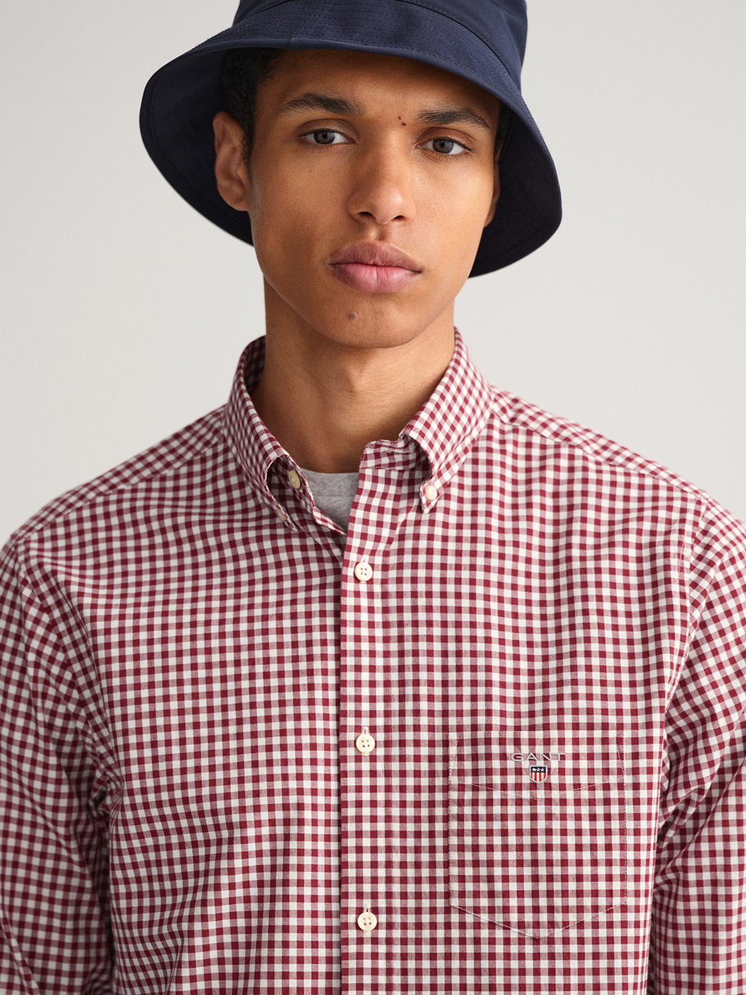 Gant Navy Blue Checked Regular Fit Shirt