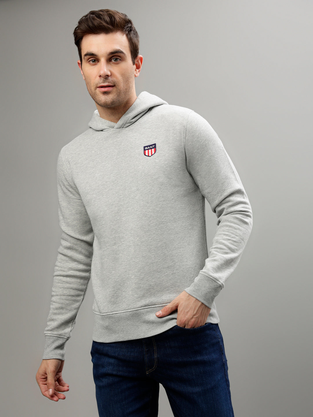 Shop Gant Men Solid Hooded Full Sleeves Sweatshirt Online – Iconic
