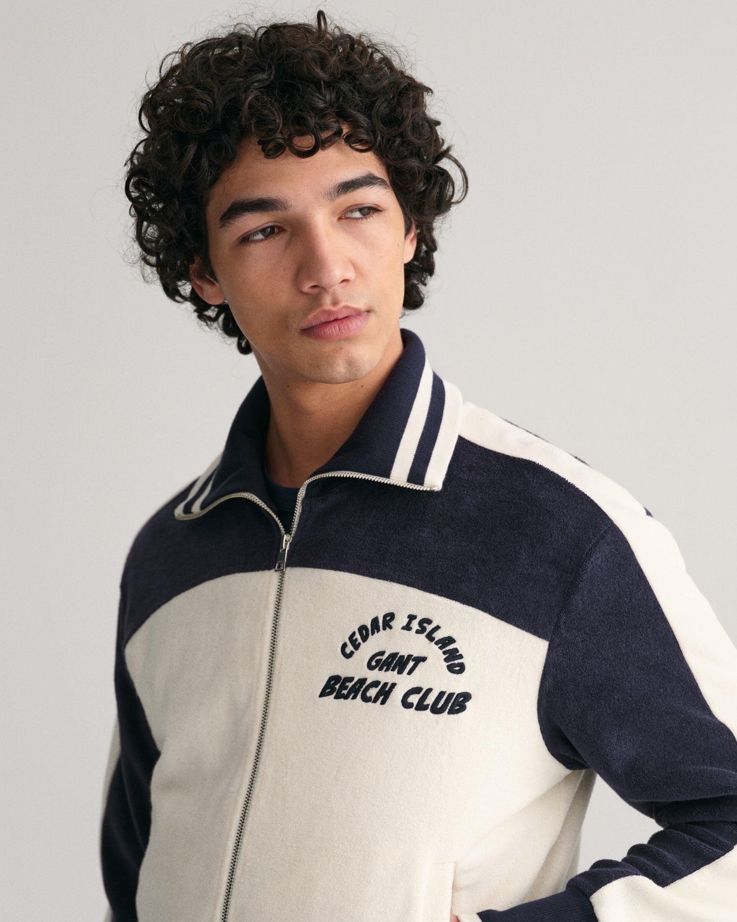 Gant Men White Printed Full Sleeves Collar Jacket