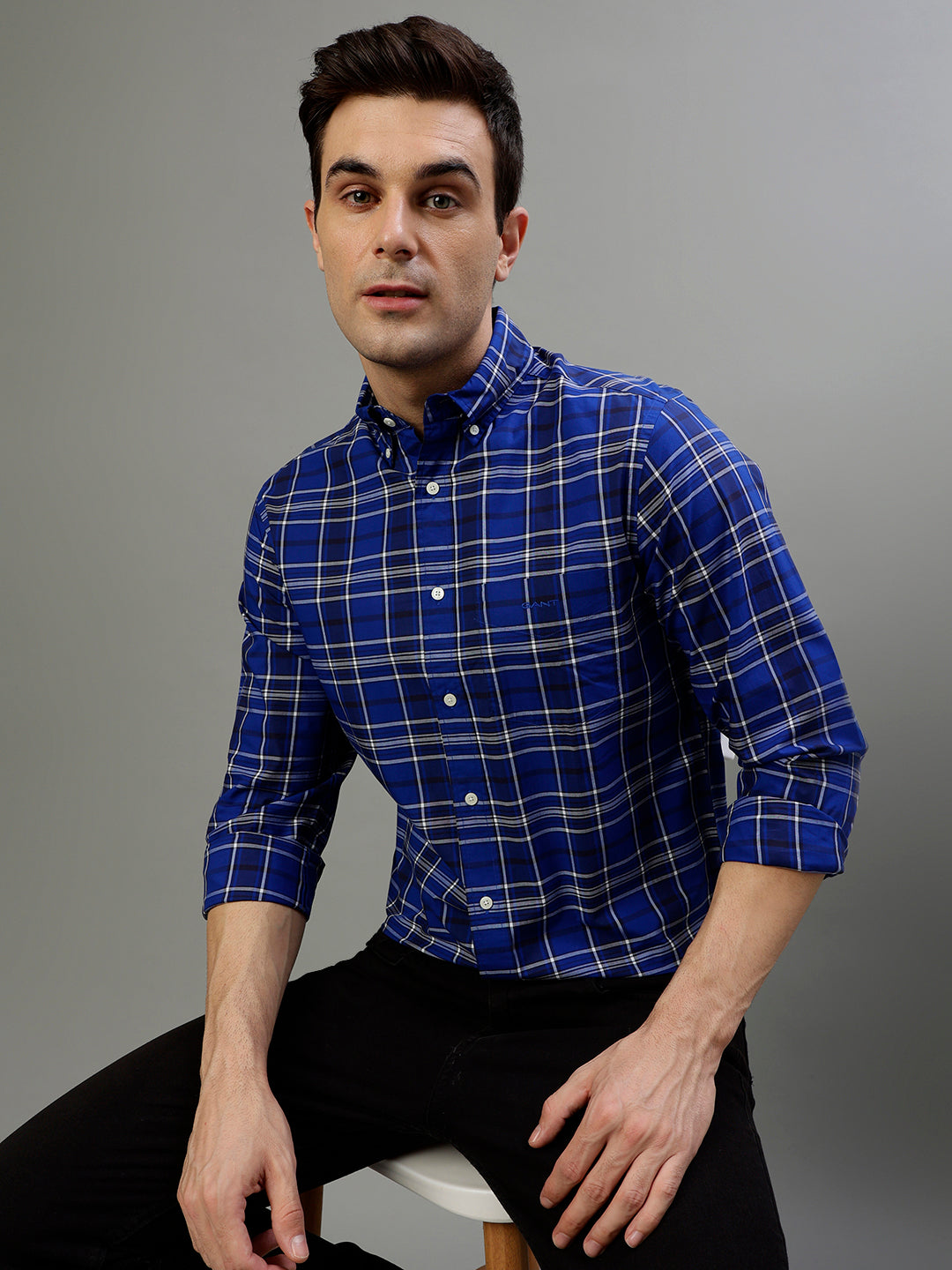 Gant Blue Fashion Checked Regular Fit Shirt