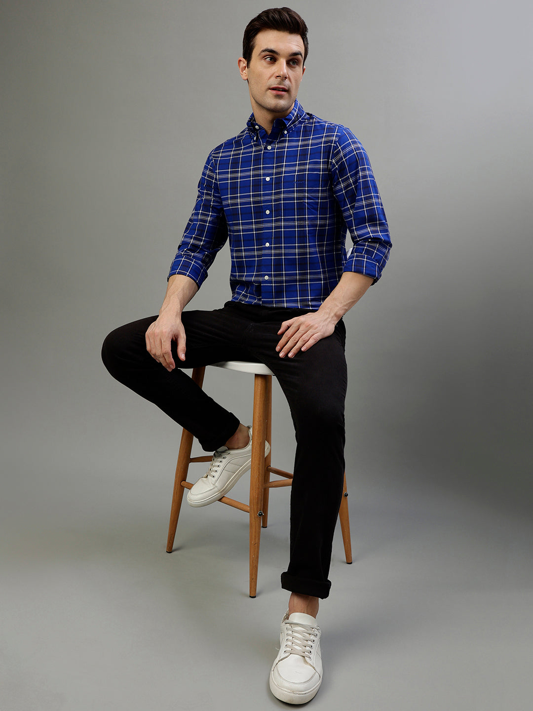 Gant Blue Fashion Checked Regular Fit Shirt