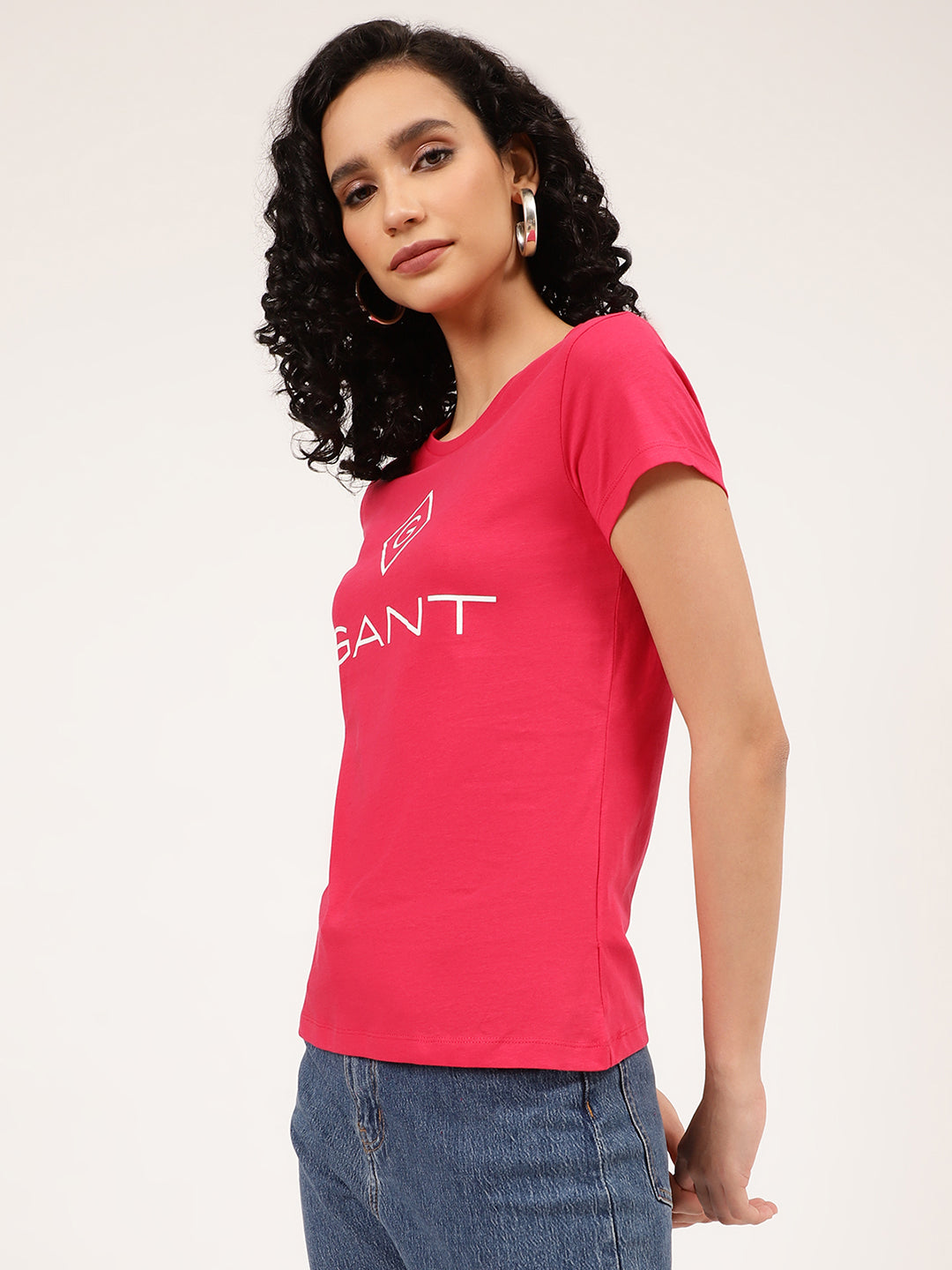 Gant Pink Logo Relaxed Fit T-Shirt