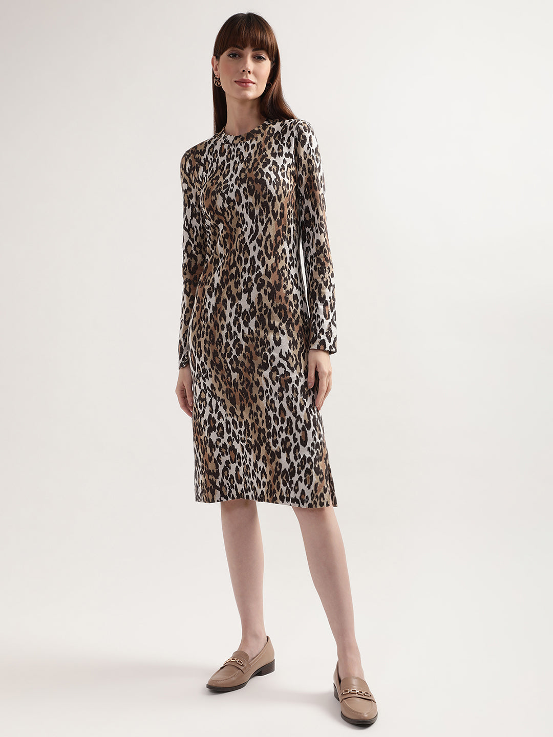 Gant Brown Black Animal Sheath Dress