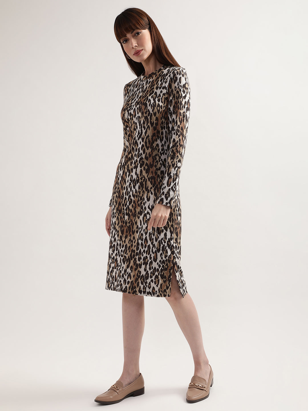 Gant Brown Black Animal Sheath Dress