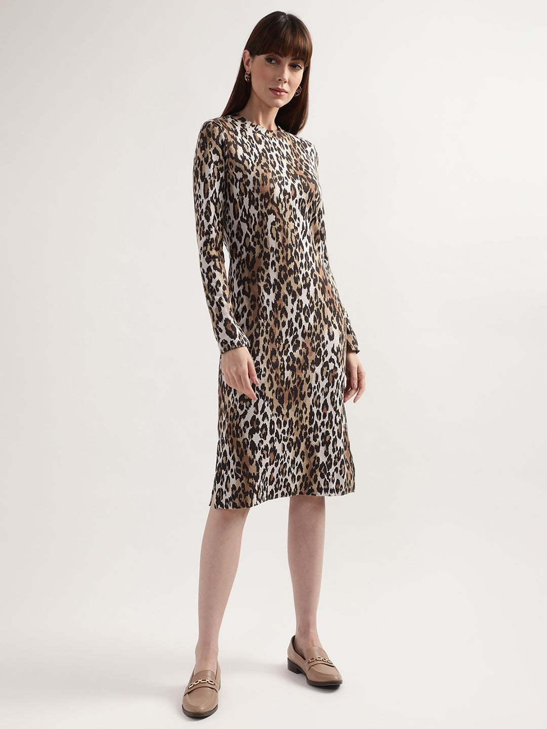 Gant Brown Black Animal Sheath Dress