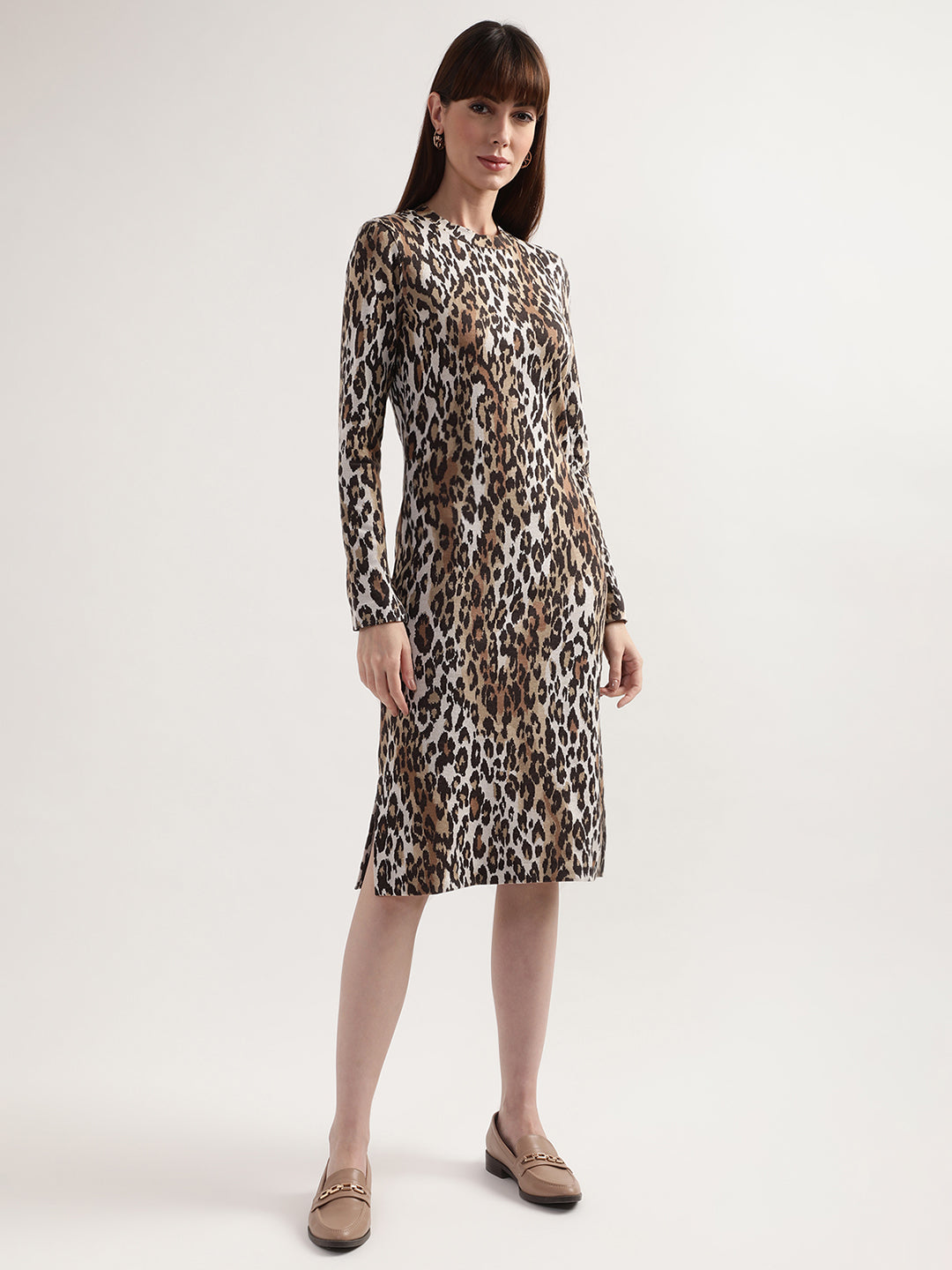 Gant Brown Black Animal Sheath Dress