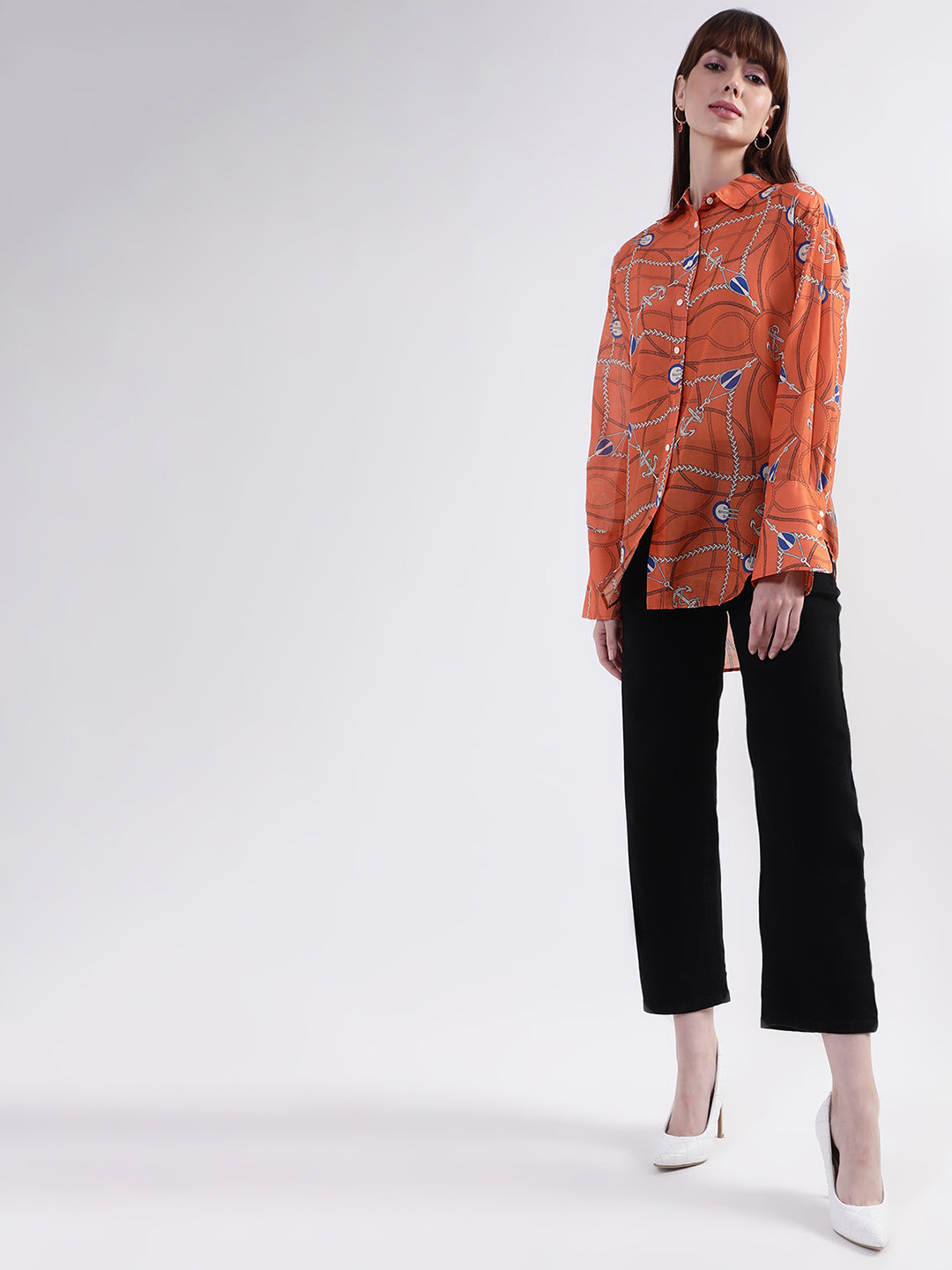Gant Orange Printed Comfort Fit Shirt