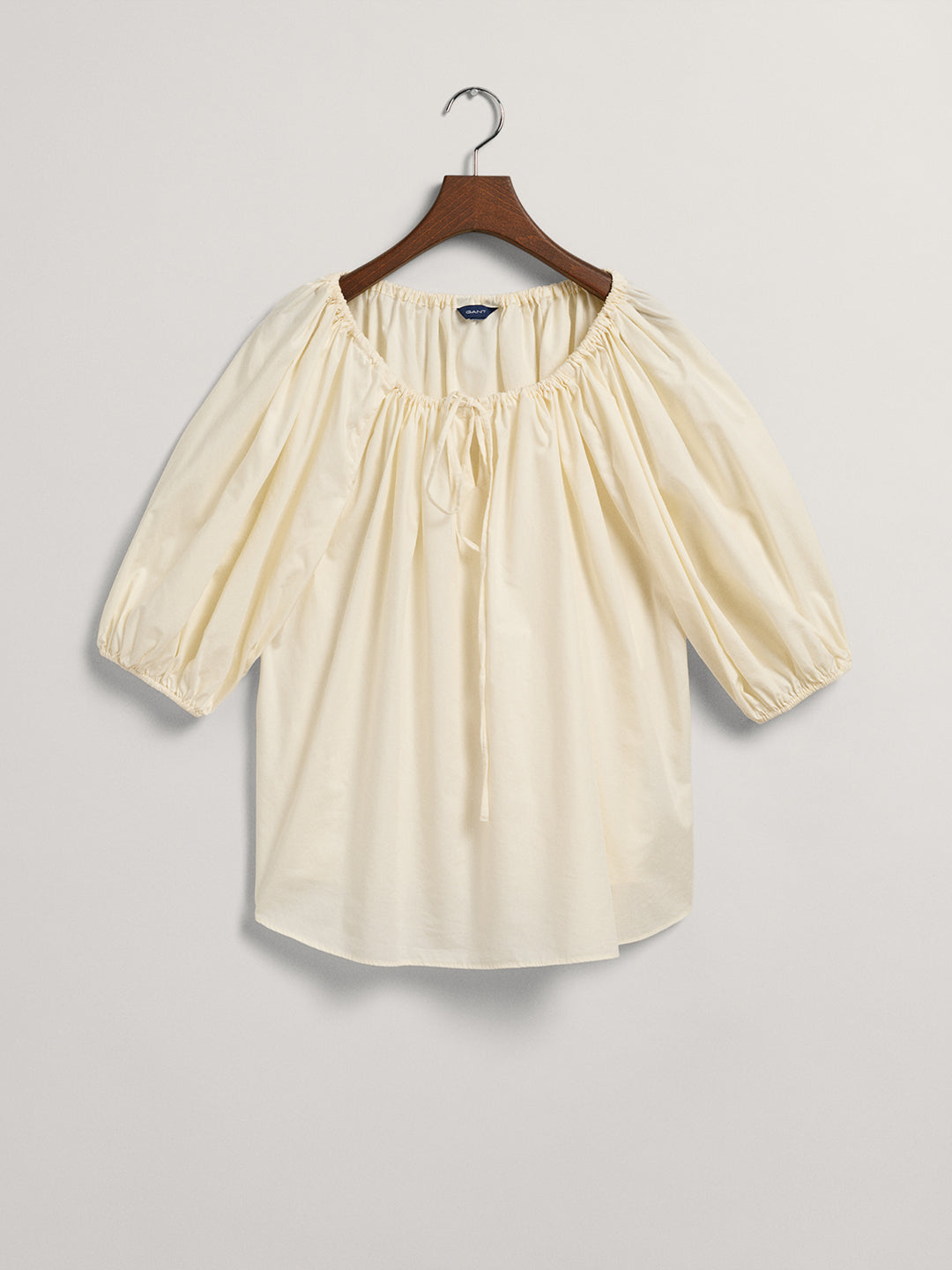Gant Round Neck Puff Sleeves Cotton Top