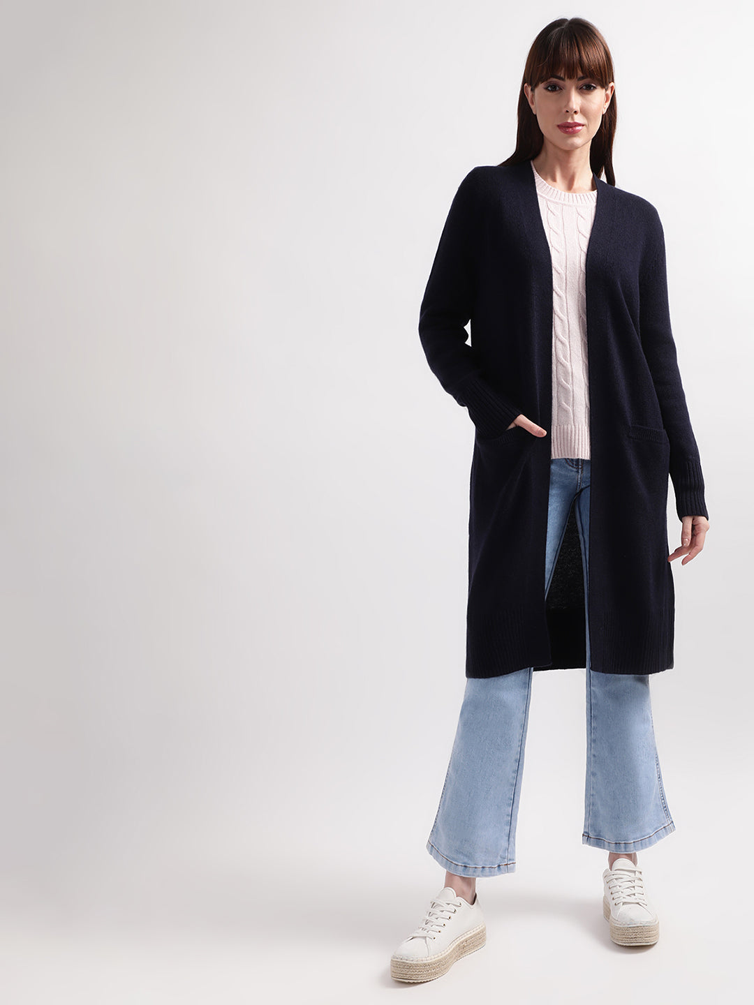 Gant Women Blue Wool Longline Sweater