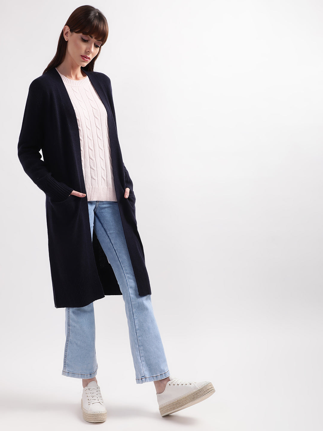 Gant Women Blue Wool Longline Sweater