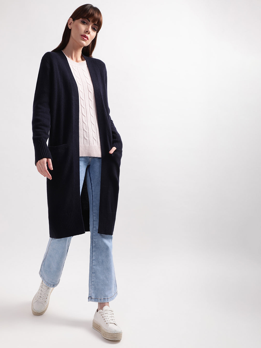 Gant Women Blue Wool Longline Sweater