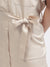 Gant Women Beige Solid Notched Lapel Short Sleeves Dress