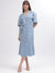 Gant Women Blue Solid Notched Lapel Short Sleeves Dress