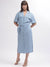 Gant Women Blue Solid Notched Lapel Short Sleeves Dress