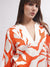 Gant Women Orange Printed V Neck 3/4th Sleeves Dress