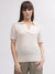 Gant Women Cream Solid Polo Short Sleeves T-shirt