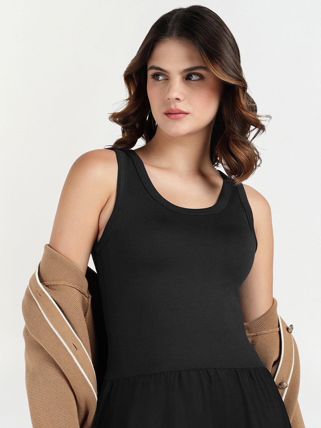 Gant Women Black Solid Crew Neck Dress