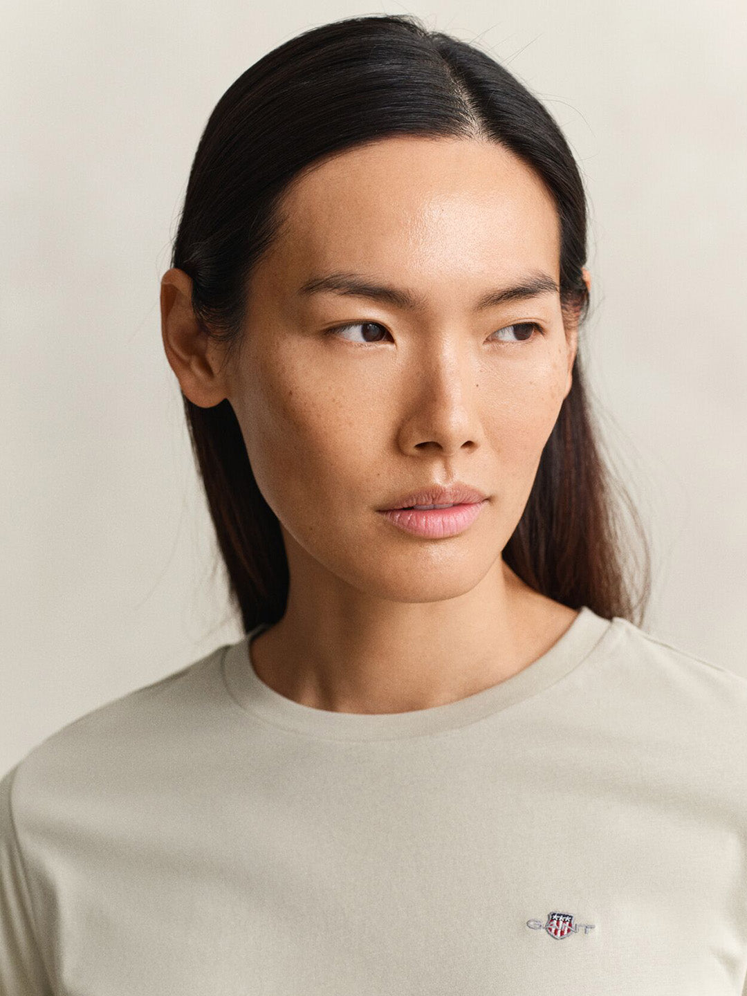 GANT Women Beige Regular Fit Shield T-Shirt