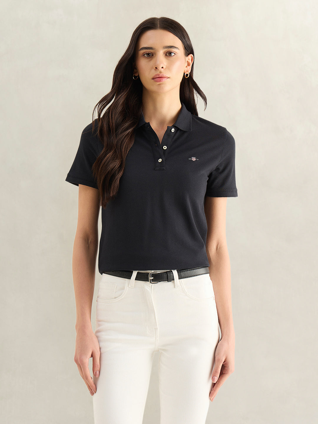 Gant Women Black Polo T-Shirt