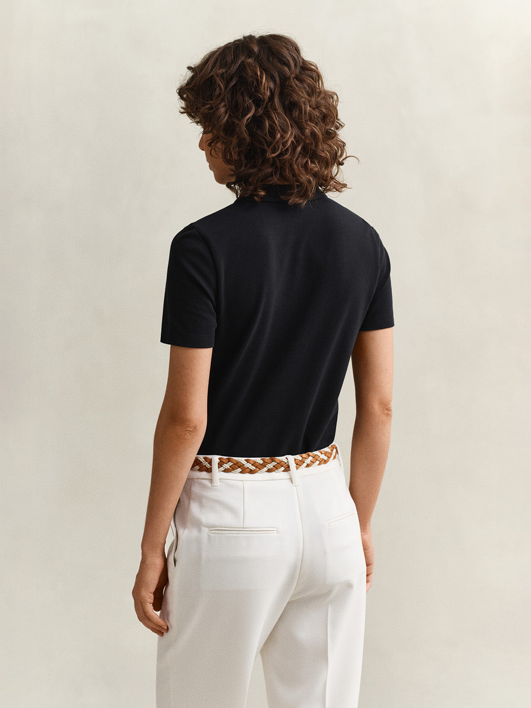 GANT Women Black Slim Fit Pique Polo T-Shirt