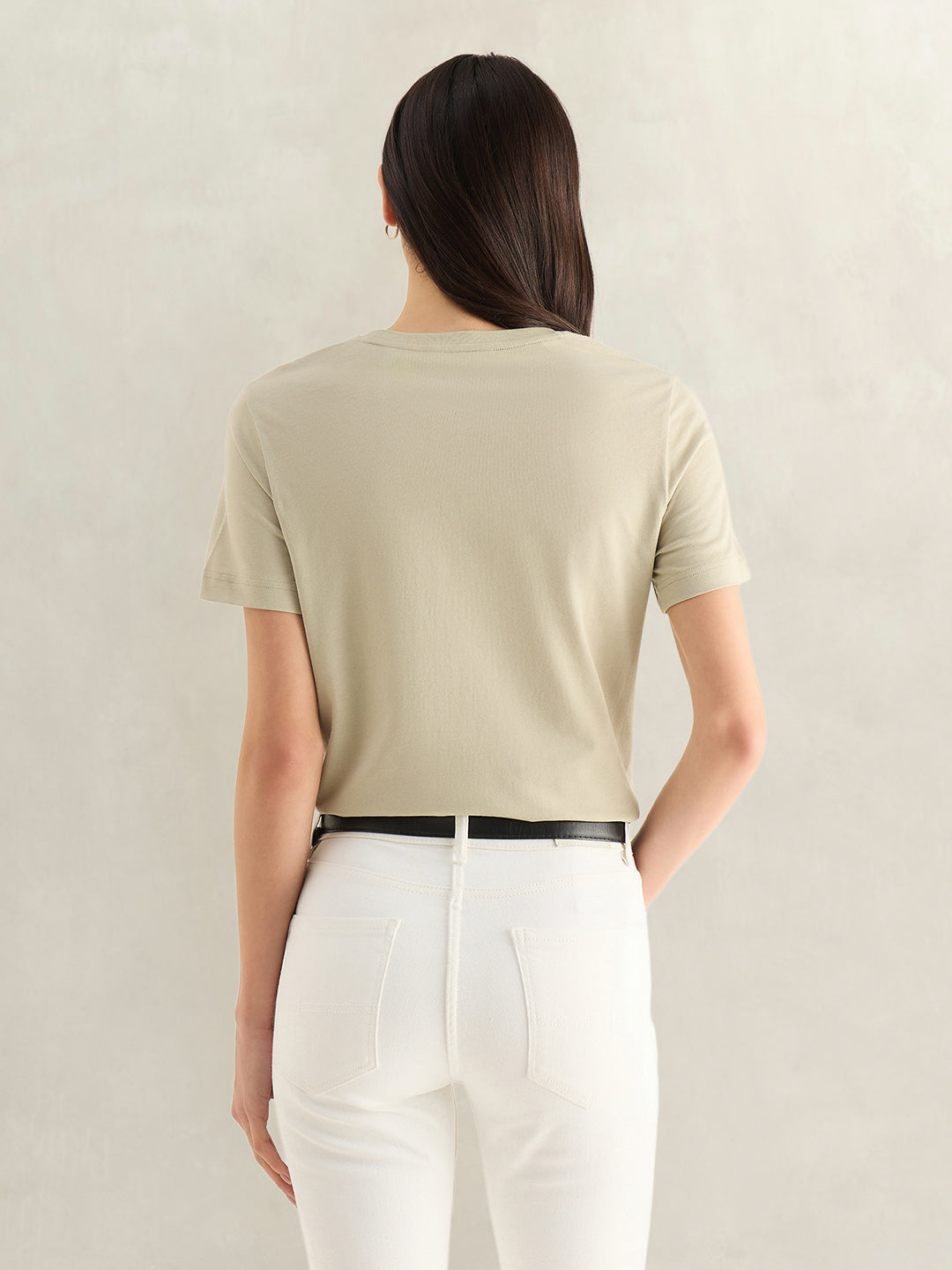Gant Women Beige Round Neck T-Shirt