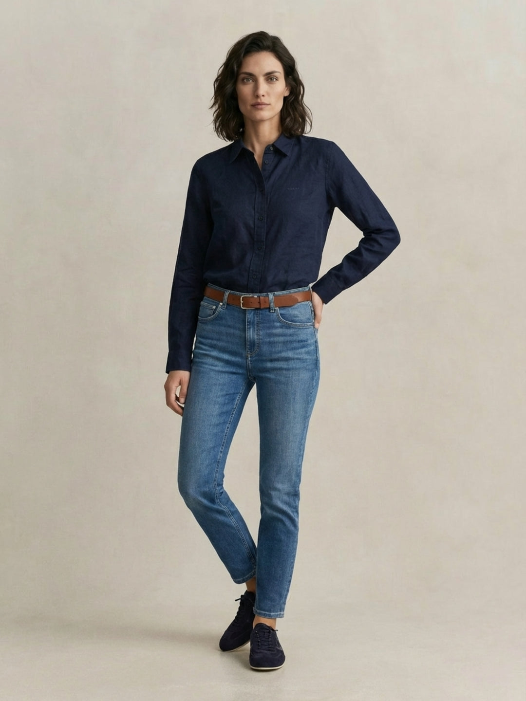 Gant Women Pure Linen Black Shirt