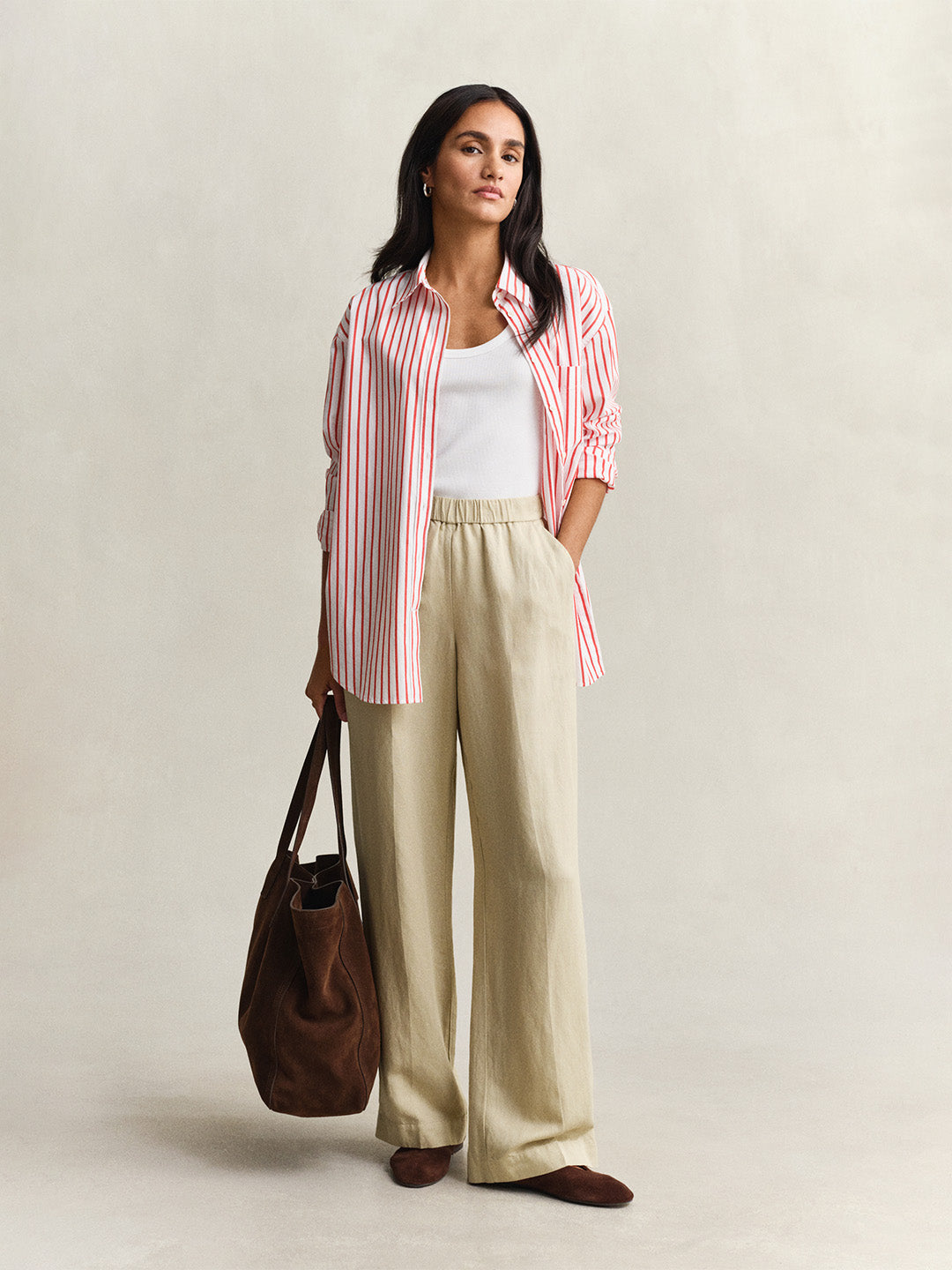 Gant Women Beige Linen Blend Pant