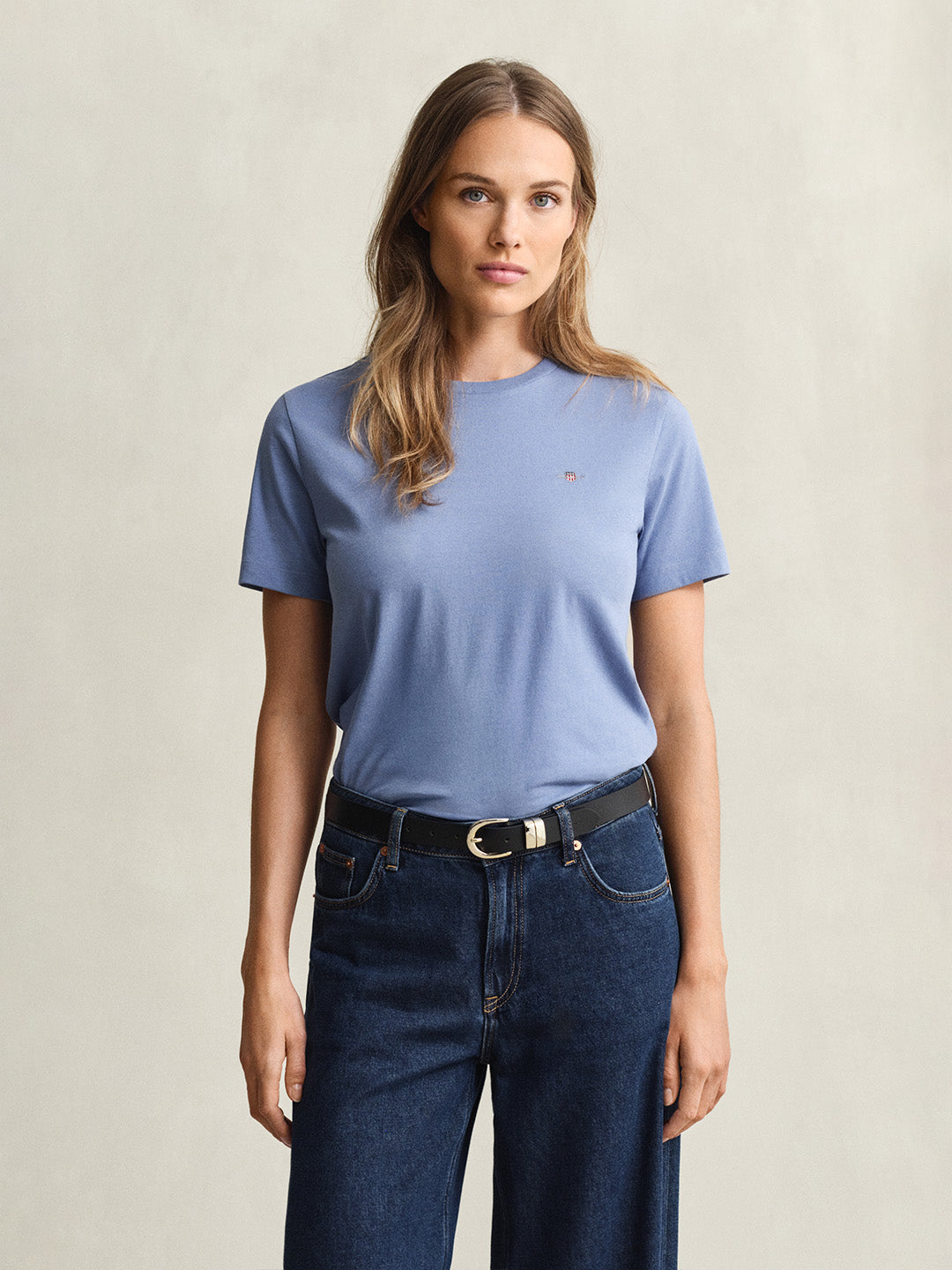 GANT Women Blue Regular Fit Shield T-Shirt