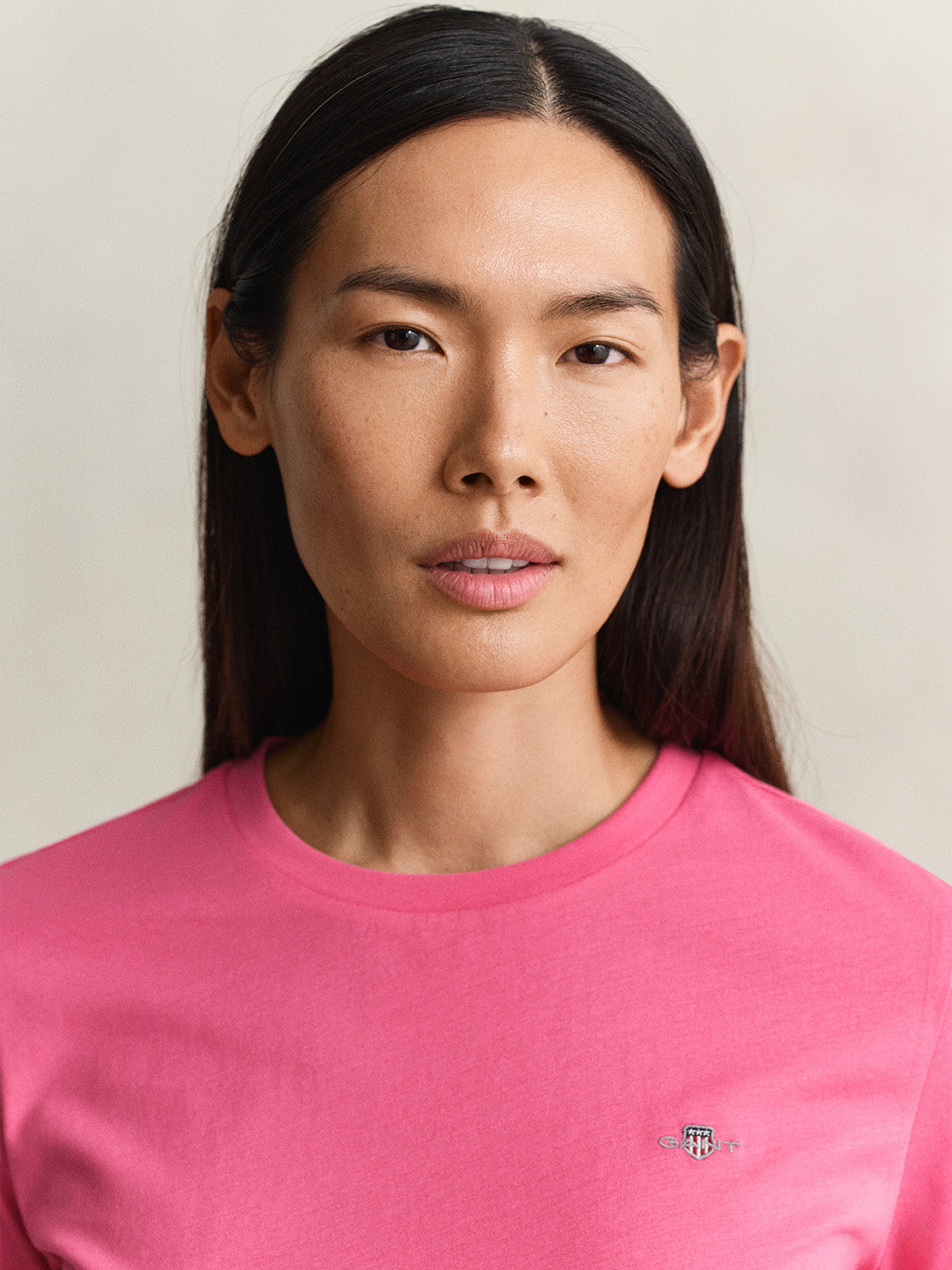 Gant Women Pink Solid Regular Fit Shield T-Shirt