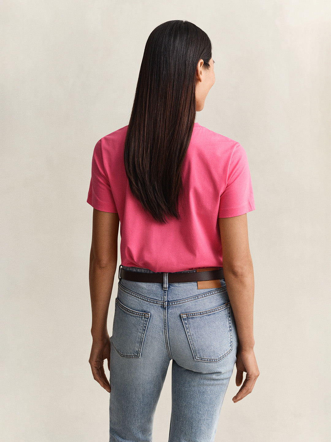 Gant Women Pink Solid Regular Fit Shield T-Shirt