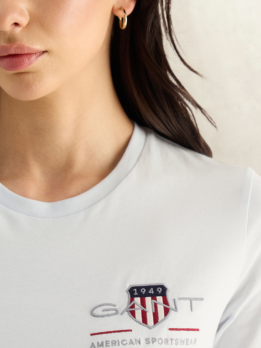 Gant Women Sky Blue Graphic Round Neck T-Shirt