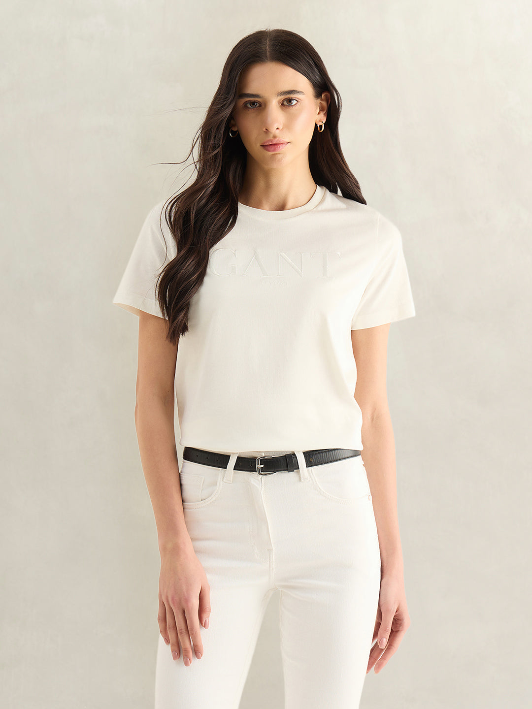 Gant Women White Round Neck T-Shirt