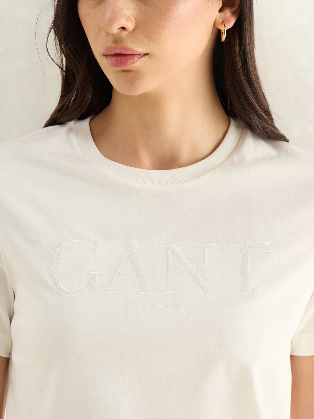 Gant Women White Round Neck T-Shirt