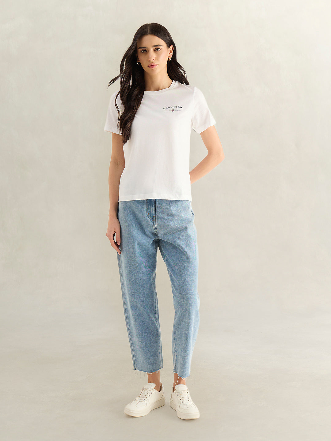Gant Women White Round Neck T-Shirt