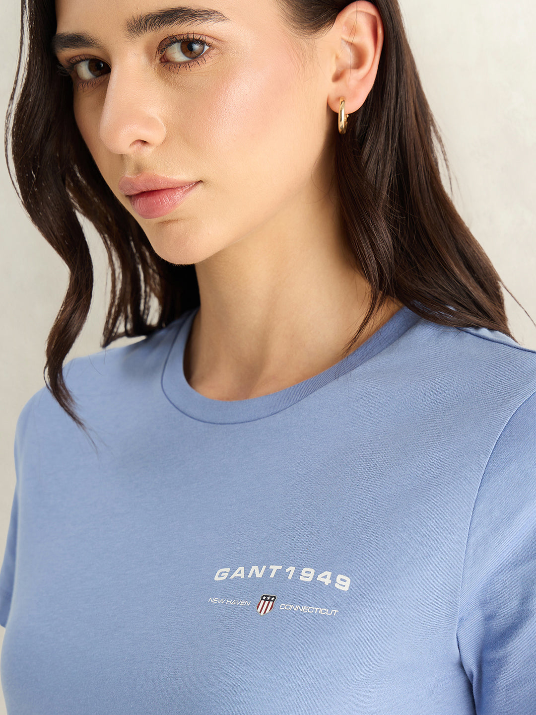Gant Women Blue Round Neck T-Shirt