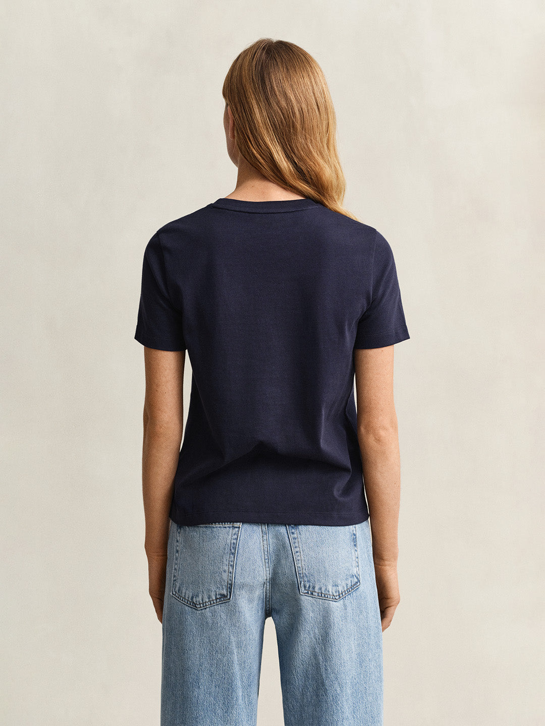 Gant Women Navy Blue Graphic Print Regular Fit Pure Cotton T-Shirt