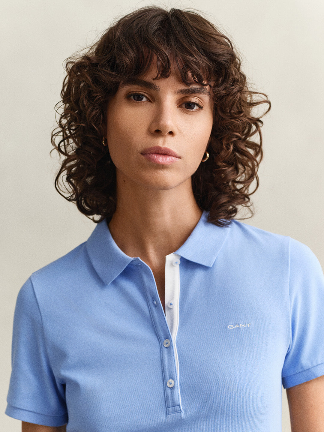 GANT Women Blue Slim Fit Pique Polo T-Shirt