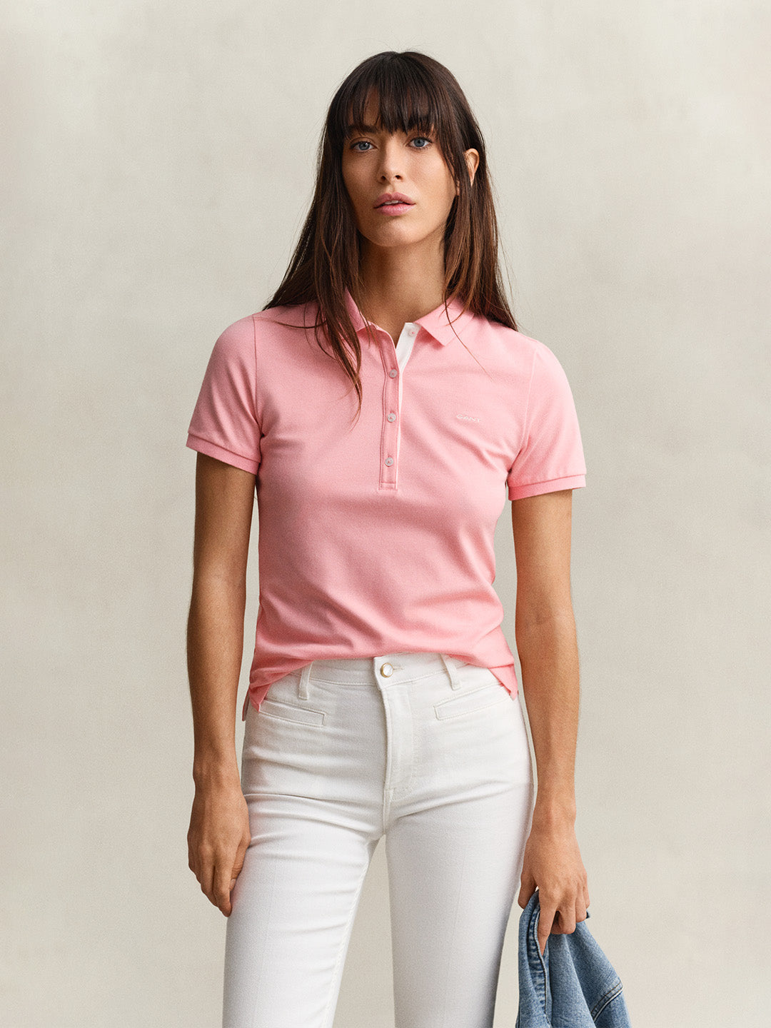 GANT Women Pink Slim Fit Pique Polo T-Shirt