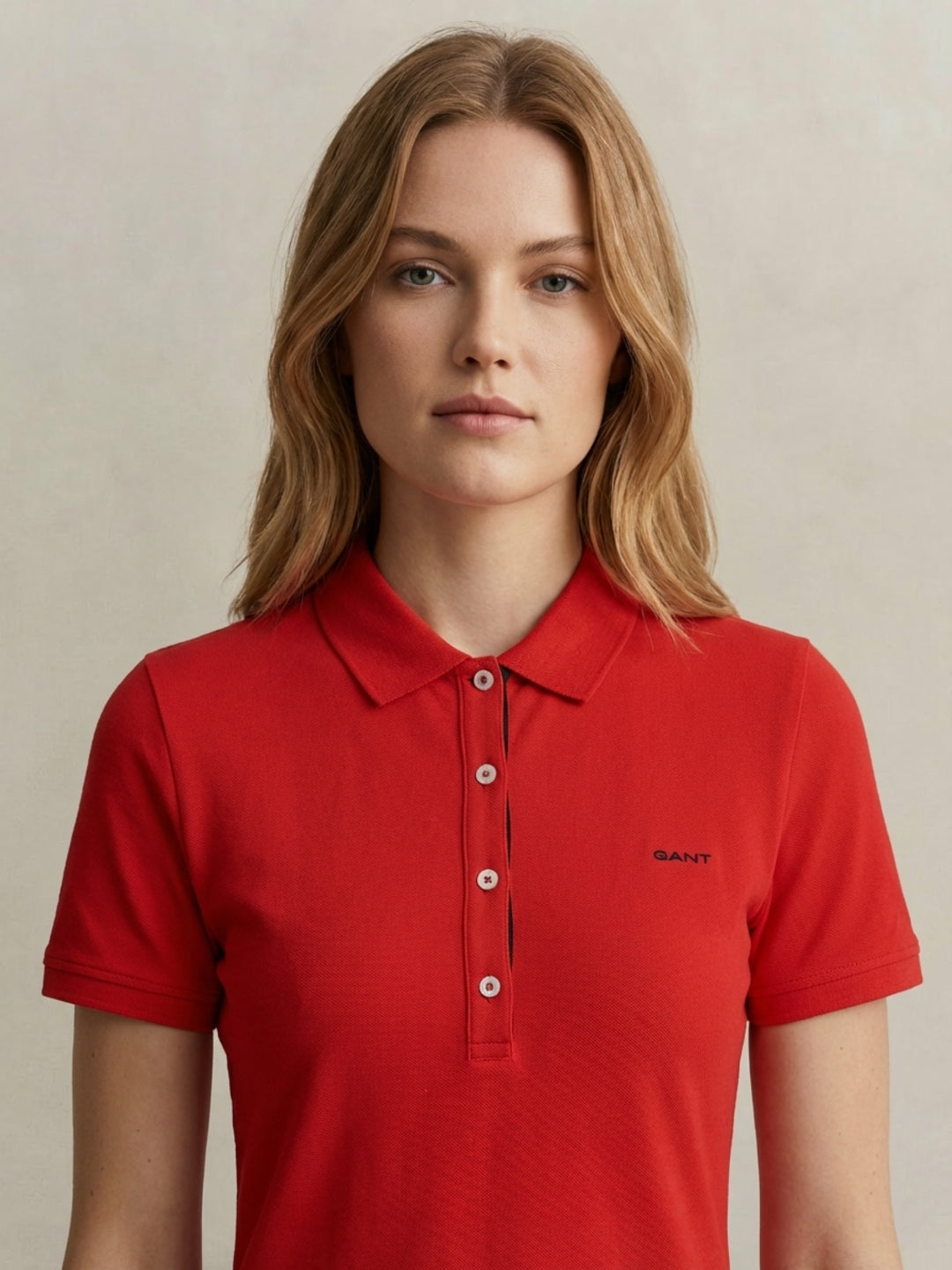 Gant Women Red Contrast Polo T-Shirt